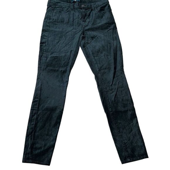 7 FOR ALL MANKIND SFAM Velour Velvet Dark Teal Ankle Cropped Stretchy Skinny Jea - Picture 5 of 8